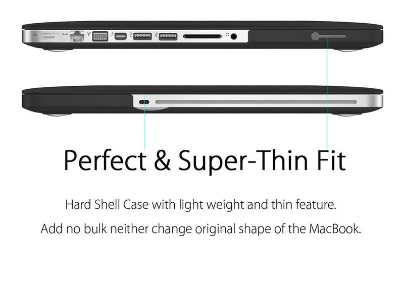 UESWILL 2in1 Smooth Soft Touch Matte Hard Shell Case with Silicone Keyboard Cover Compatible with MacBook Pro 13 inch with CD-ROM (Non-Retina) (Model A1278) + Microfibre Cleaning Cloth, Black - Image 5